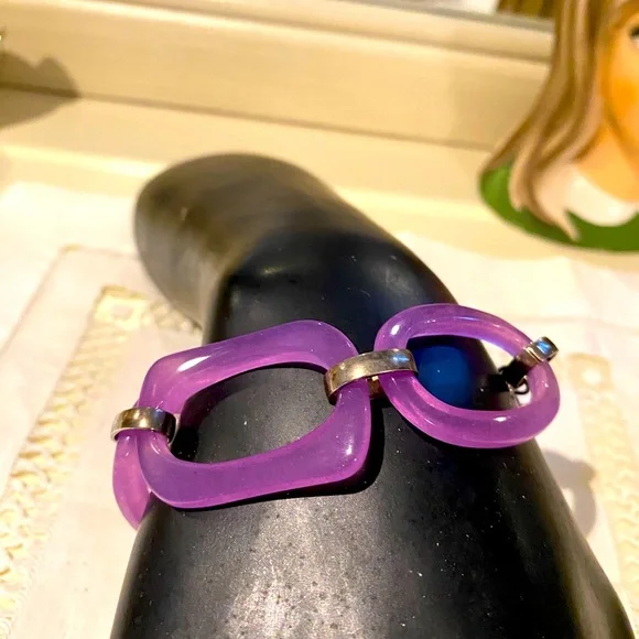 PURLE JADE INTERLOCKING SS BRACELET - Picture 8 of 8